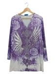 Vorschaubild 1 von Damen Langarmshirt Viskose Gr. 40 L Lila Strass Boho