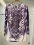 Vorschaubild 2 von Damen Langarmshirt Viskose Gr. 40 L Lila Strass Boho
