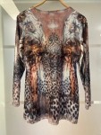 Vorschaubild 2 von Damen Langarmshirt Gr. 40 Leopard Animal Print Strass Mehrfarbig