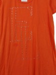 Vorschaubild 2 von T-Shirt Damen Gr. 44/XXL Orange Viskose Logo-Print Casual Kurzarm