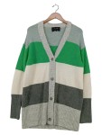 Vorschaubild 1 von Strickjacke Damen Gr. 36 Cardigan Blockstreifen Grün Grau