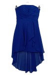 Vorschaubild 1 von Festliches Kleid Damen Blau Gr. 38/M Polyester Uni Elegant Ärmellos