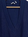 Vorschaubild 3 von Pullunder Damen Blau Gr. 42/XL Baumwolle Viskose Polyester Rippstrick
