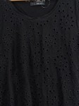 Vorschaubild 3 von T-Shirt Damen Gr. 44/XXL Schwarz Polyamid Lochmuster Elegant Kurzarm