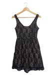 Vorschaubild 1 von Spitzenkleid Damen Gr. 36/S Schwarz Floral Minikleid