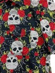 Vorschaubild 4 von Herren Freizeithemd Totenkopf Rosen Gr. L Schwarz Rot