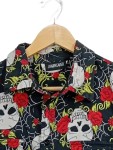 Vorschaubild 3 von Herren Freizeithemd Totenkopf Rosen Gr. L Schwarz Rot