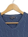Vorschaubild 2 von Damen Pullover Zopfstrickmuster Blau Gr. 42/XL Baumwolle