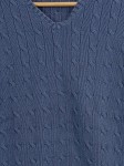 Vorschaubild 3 von Damen Pullover Zopfstrickmuster Blau Gr. 42/XL Baumwolle
