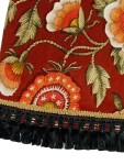 Vorschaubild 2 von Damen Minirock Gr. 42 Rot Floral Boho Fransen Baumwolle