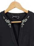 Vorschaubild 2 von Damen Bluse Schwarz Schmucksteine Volant Ärmel Gr. XL Elegant