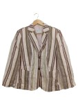 Vorschaubild 1 von Blazer Damen Gr. 44/XXL Rosa Leinen Gestreift Klassisch Langarm Business