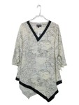 Vorschaubild 1 von Vintage Bluse Damen 3/4 Arm Grafik Print Asymmetrisch Beige M