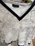 Vorschaubild 2 von Vintage Bluse Damen 3/4 Arm Grafik Print Asymmetrisch Beige M
