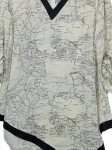 Vorschaubild 3 von Vintage Bluse Damen 3/4 Arm Grafik Print Asymmetrisch Beige M