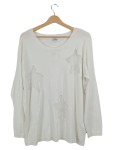 Vorschaubild 1 von Pullover Damen Weiß Sterne Spitze Applikation Viskose Gr. 48