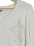 Vorschaubild 3 von Pullover Damen Weiß Sterne Spitze Applikation Viskose Gr. 48