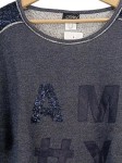 Vorschaubild 3 von Damen Pullover Grau Schriftzug Pailletten Spitze Gr. 48