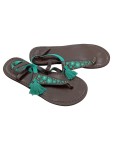 Vorschaubild 1 von Damen Zehentrenner Sandalen Gr. 38 Braun Türkis Blumen Quasten