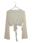 Vorschaubild 1 von Wickel Top Damen Langarm Spitze Beige Gr. XS 34 Romantisch