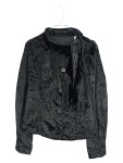 Vorschaubild 1 von Damen Jacke Gr. L Samt Optik Schwarz Elegant Knopfleiste