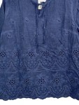 Vorschaubild 4 von Bluse Damen Lochmuster Stickerei Blau Gr. 46 3XL