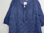 Vorschaubild 3 von Bluse Damen Lochmuster Stickerei Blau Gr. 46 3XL