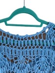 Vorschaubild 3 von Damen Top L 40 Bohemian Häkel Lochmuster Türkis Kurzarm