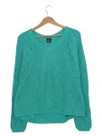 Vorschaubild 1 von Pullover Damen Gr. 40/L Türkis Baumwolle Lochmuster Casual Langarm