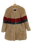 Vorschaubild 1 von Pelzjacke Damen Gr. 36/S Beige Polyester Gestreift Casual Langarm