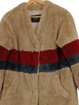 Vorschaubild 2 von Pelzjacke Damen Gr. 36/S Beige Polyester Gestreift Casual Langarm