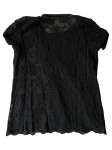 Vorschaubild 2 von T-Shirt Damen Gr. 44/XXL Schwarz Polyamid Lochmuster Elegant Kurzarm
