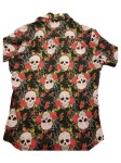 Vorschaubild 2 von Herren Freizeithemd Totenkopf Rosen Gr. L Schwarz Rot