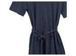 Vorschaubild 4 von Damen Blusenkleid Gr. 38 Blau Baumwolle Bindegürtel