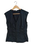 Vorschaubild 1 von Damen Bluse Weste Gr. 36/S Schwarz Hakenverschluss Baumwolle