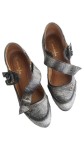 Vorschaubild 2 von Damen Mary Jane Pumps Gr. 36 Grau Leder Absatz 7cm Schnalle