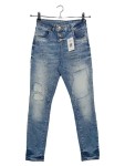 Vorschaubild 1 von Ripped Jeans Damen Gr. W25/34/XS Blau Baumwolle Uni Casual 35 cm Knopf L30