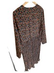Vorschaubild 2 von Blusenkleid Damen Gr. 36 Blumenmuster Plissee Langarm Schwarz Orange