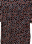 Vorschaubild 5 von Blusenkleid Damen Gr. 36 Blumenmuster Plissee Langarm Schwarz Orange