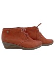 Vorschaubild 1 von Damen Stiefeletten Gr. 40 Orange Nubuk Leder Keilabsatz Schnürung