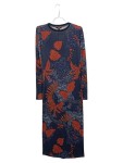 Vorschaubild 1 von Damen Maxikleid Langarm Blumenmuster Blau Gr. S