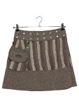 Vorschaubild 1 von Wickelrock Damen Gr. 38 Braun Bohemian Nieten Baumwolle
