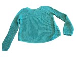 Vorschaubild 4 von Pullover Damen Gr. 40/L Türkis Baumwolle Lochmuster Casual Langarm