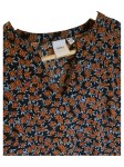 Vorschaubild 4 von Blusenkleid Damen Gr. 36 Blumenmuster Plissee Langarm Schwarz Orange