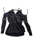 Vorschaubild 2 von Damen Bluse Gr. 36/S Schwarz Blumenstickerei Cold Shoulder