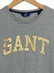 Vorschaubild 3 von T-Shirt Damen Grau Gr. 34/XS Baumwolle Logo-Print Casual Kurzarm Freizeit