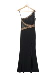 Vorschaubild 1 von Abendkleid Damen Schwarz Gr. 40/L Polyester Uni Glamourös Ärmellos Maxikleid