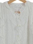 Vorschaubild 3 von Bluse Kinder Weiß Gr. 122 Baumwolle Lochmuster Feminin Kurzarm Alltag Knopf