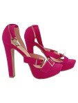 Vorschaubild 1 von Damen Plateau High Heel Sandalen Pink Gr. 38 Schnallen Absatz 14cm