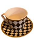 Vorschaubild 2 von Tasse mit Untertasse Mehrfarbig Keramik Geometrisch Kariert Modern Alltag